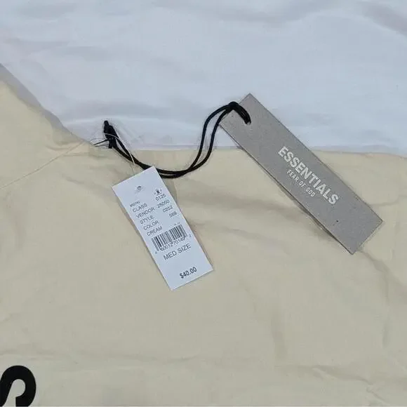 BRAND NEW Fear of God Essentials T-Shirt Cream Applique Logo SS20 Pacsun Size M